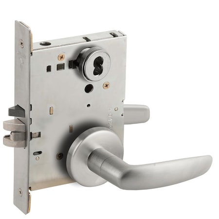 Schlage Grade 1 Entrance Office Mortise Lock, Schlage FSIC Less Core, 07 Lever, B Rose, Satin Chrome Finish,  L9050J 07B 626